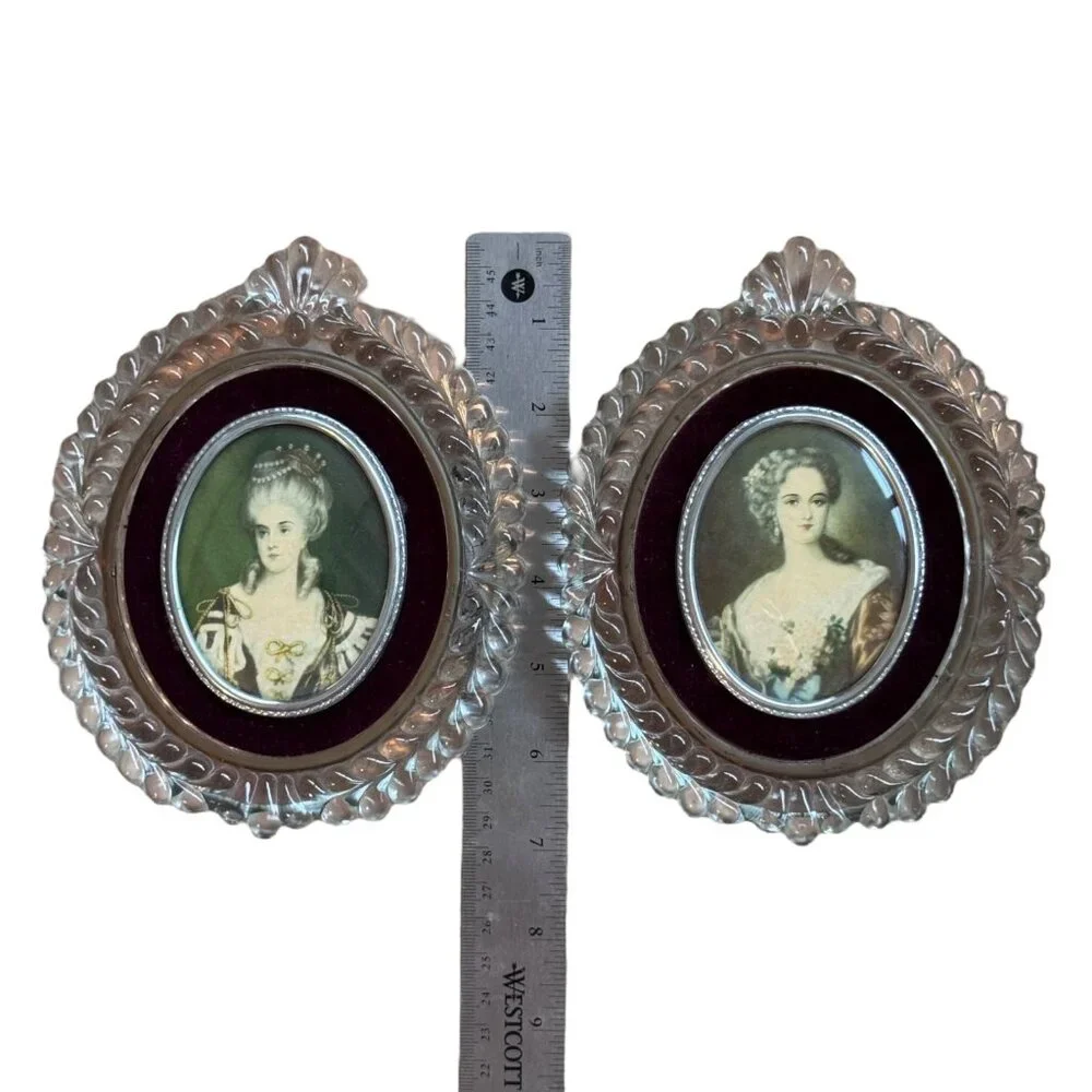 Antique Set Cameo Creation‎ Mme Lambert Morigney & Lady Dower Glass Framed Glass